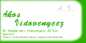 akos vidovenyecz business card